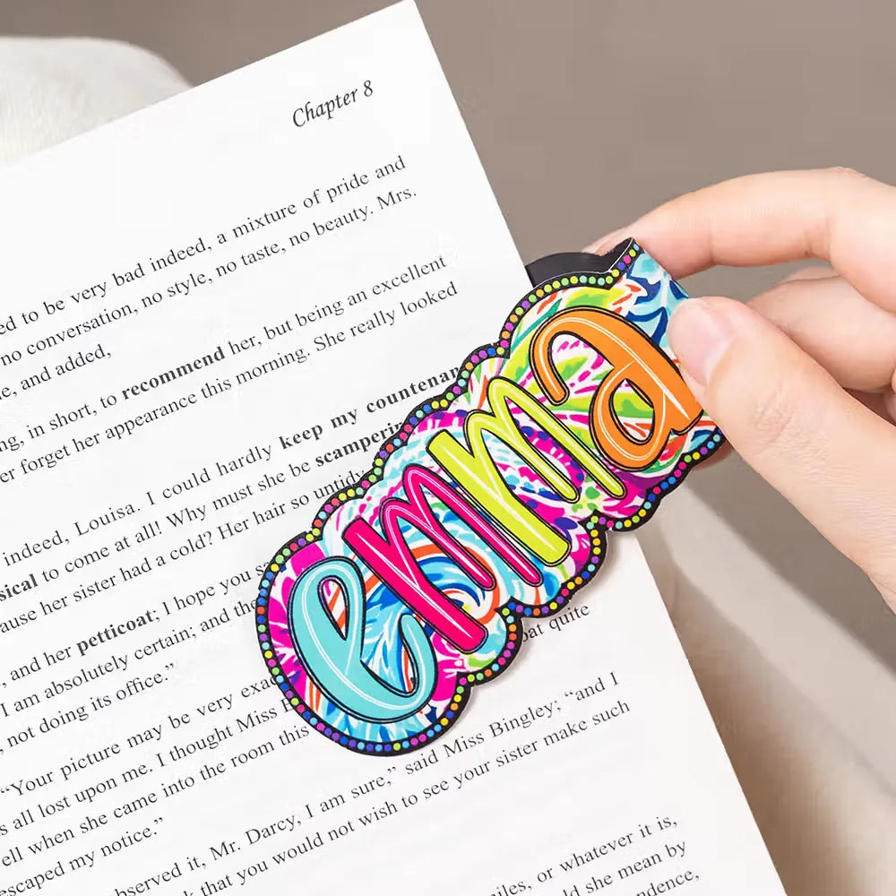 Where Every Chapter Knows Your Name - Personalized Bright Paisley Floral Doodle Magnetic Bookmark Clips Reading Birthday Gift
