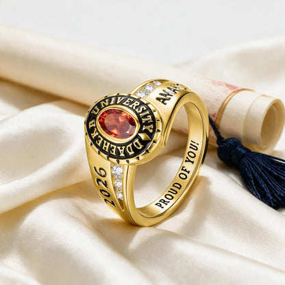 Personalised Class Rings,Sterling Silver Birthstone Name Graduation Ring Senior Rings Gifts