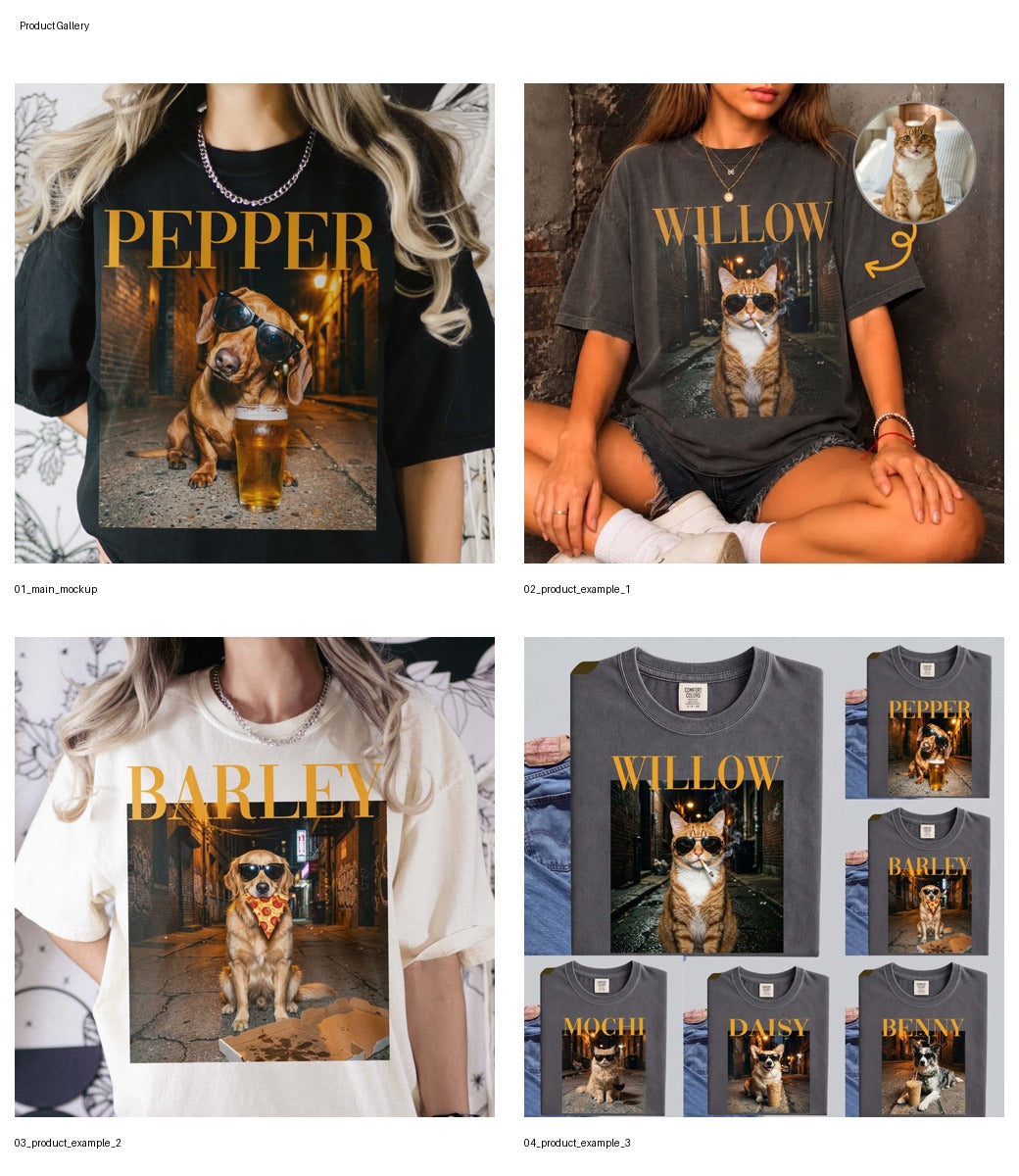 Custom Pet Portrait Funny Meme Gift For Pet Lovers Vintage Graphic Tee - Personalized Shirt