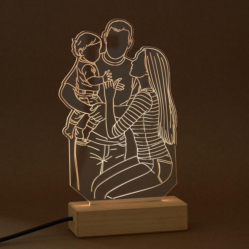 Personalized Line Art Photo Lamp