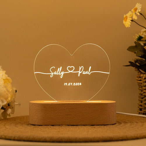 Heart Glow Couple Name Light