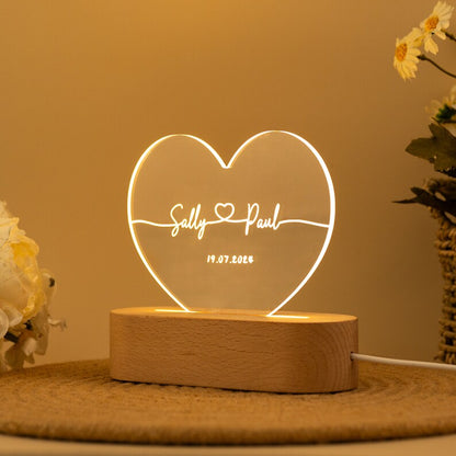 Heart Glow Couple Name Light