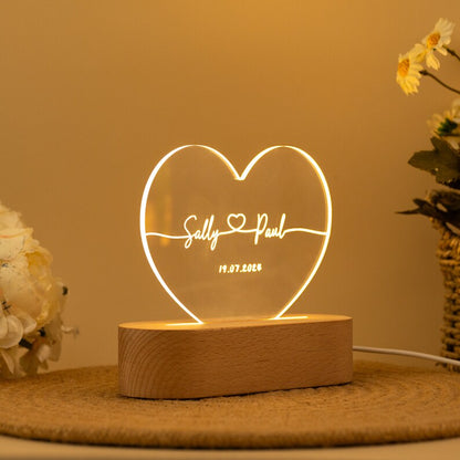 Heart Glow Couple Name Light