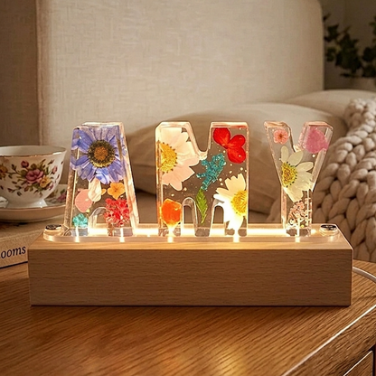 Personalized Pressed Flower Name Light