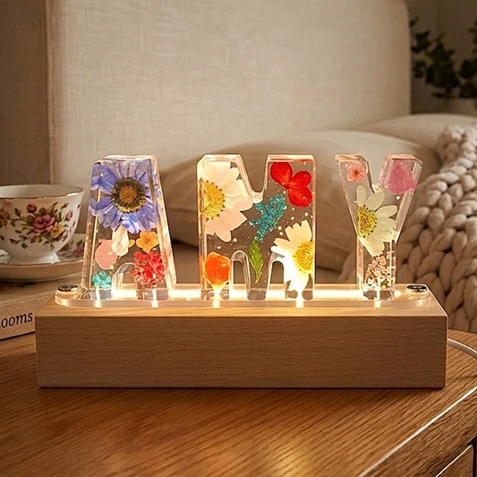Personalized Pressed Flower Name Light