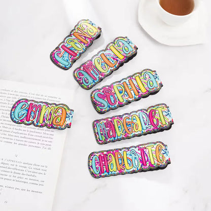 Where Every Chapter Knows Your Name - Personalized Bright Paisley Floral Doodle Magnetic Bookmark Clips Reading Birthday Gift