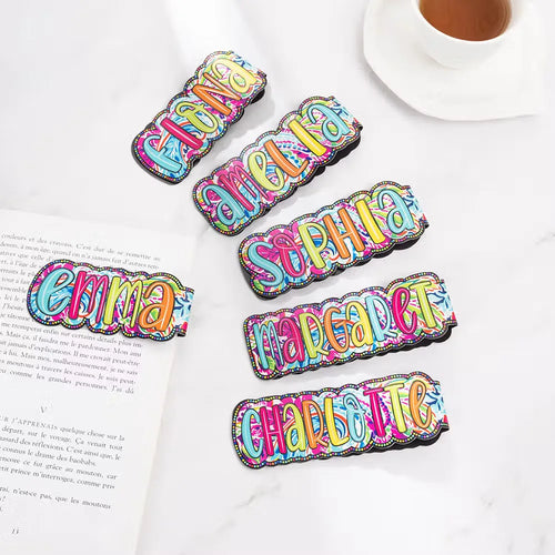 Where Every Chapter Knows Your Name - Personalized Bright Paisley Floral Doodle Magnetic Bookmark Clips Reading Birthday Gift
