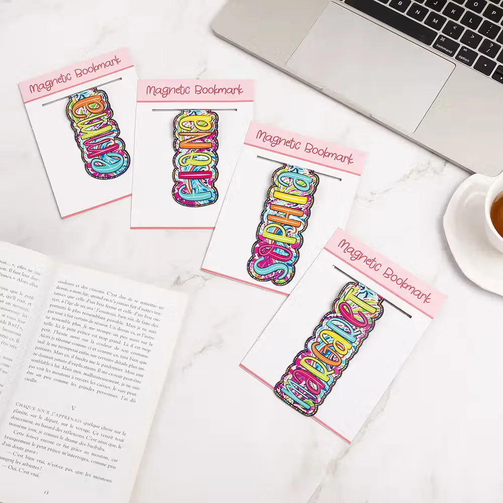 Where Every Chapter Knows Your Name - Personalized Bright Paisley Floral Doodle Magnetic Bookmark Clips Reading Birthday Gift