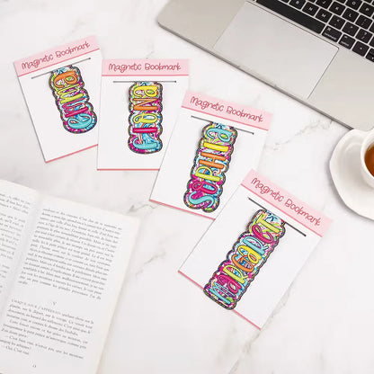 Where Every Chapter Knows Your Name - Personalized Bright Paisley Floral Doodle Magnetic Bookmark Clips Reading Birthday Gift