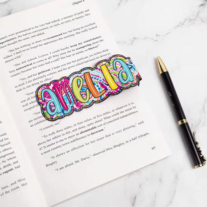 Where Every Chapter Knows Your Name - Personalized Bright Paisley Floral Doodle Magnetic Bookmark Clips Reading Birthday Gift