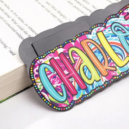 Where Every Chapter Knows Your Name - Personalized Bright Paisley Floral Doodle Magnetic Bookmark Clips Reading Birthday Gift