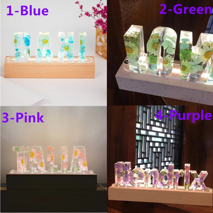 Personalized Pressed Flower Name Light