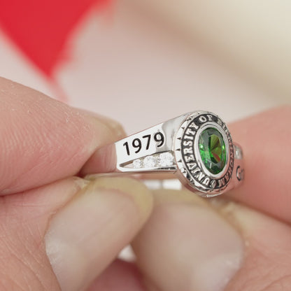Personalised Class Rings,Sterling Silver Birthstone Name Graduation Ring Senior Rings Gifts